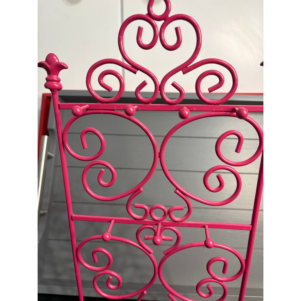 Pink Metal Scroll Jewelry Display Stand Shabby Chic Vanity Organizer - Picture 2 of 5